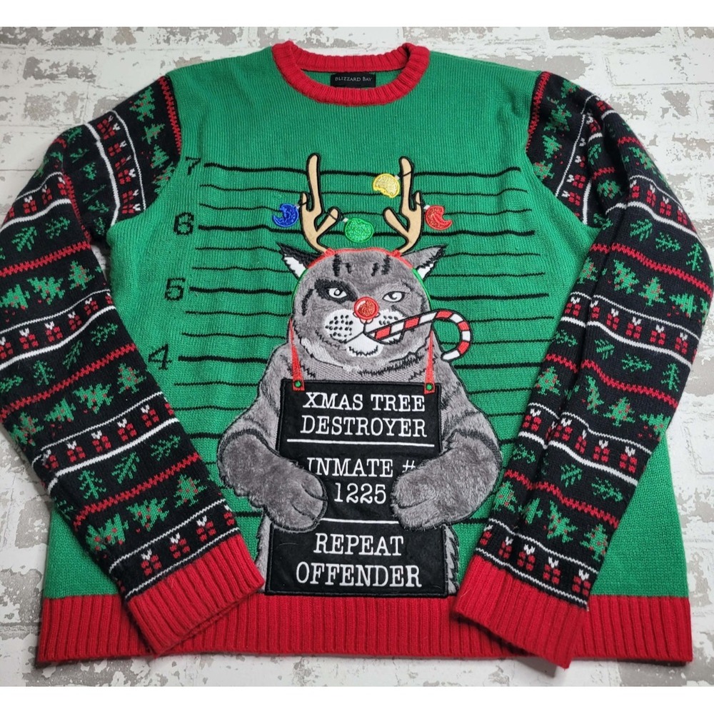 Blizzard Bay‎ Cat Christmas Sweater Size XL